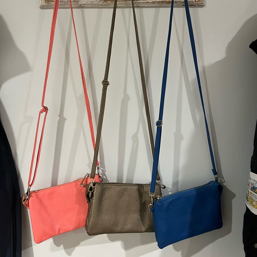 Three crossbody bags.